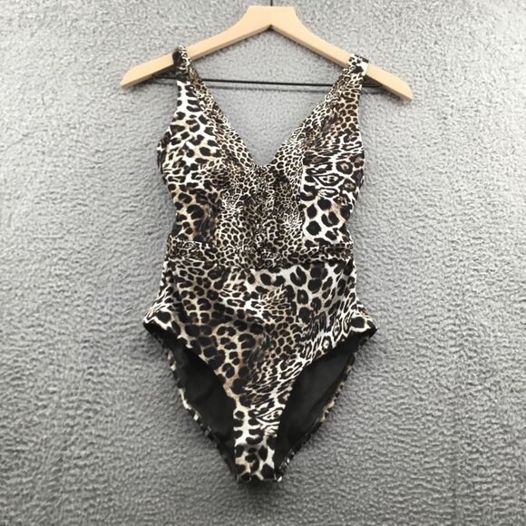 Sea Level Swim Wildside Plunge Multifit One-Piece Swimsuit Leopard 4 - Picture 3 of 6